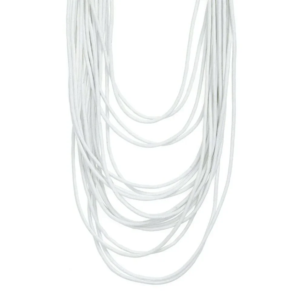 AREA STARS Susanna multi strand rope cord layered statement necklace white NEW